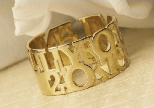 Personalized Customized Full Text Ring Gold Plated Sterling Silver
